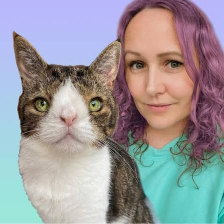Monty with the person who adopted him